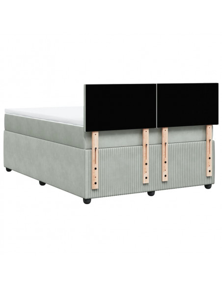 Giroletto a Molle con Materasso Grigio Chiaro 140x190cm Velluto