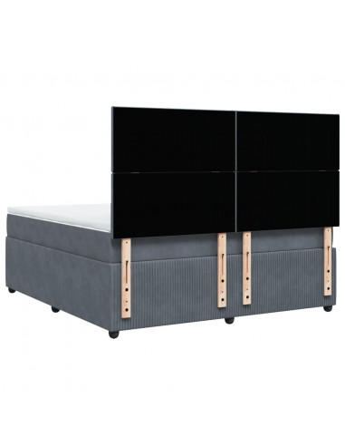 Giroletto a Molle con Materasso Grigio Scuro 180x200 cm Velluto