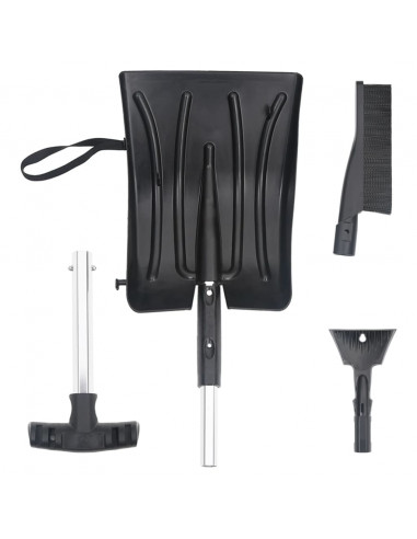 Kit Pala da Neve 3 in 1 Nero in Alluminio