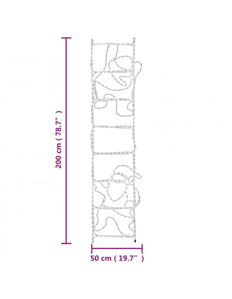 Figura Pieghevole Babbo Natale su Scala con 552 LED 50x200 cm