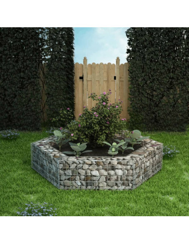 Gabbione Letto Rialzato da Giardino Esagonale 200x173x40 cm