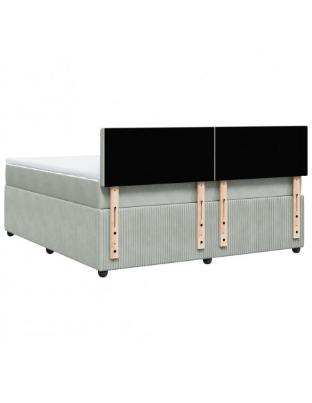 Giroletto a Molle con Materasso Grigio Chiaro 180x200cm Velluto