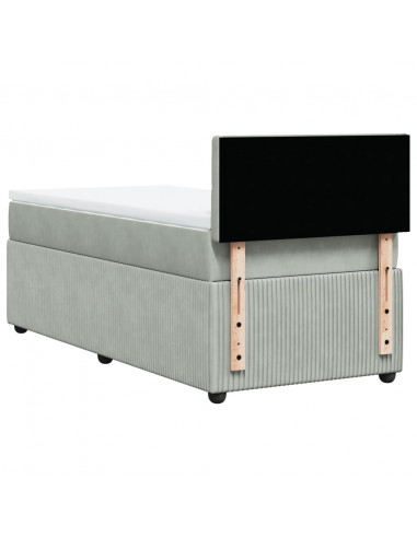 Giroletto a Molle con Materasso Grigio Chiaro 90x190 cm Velluto