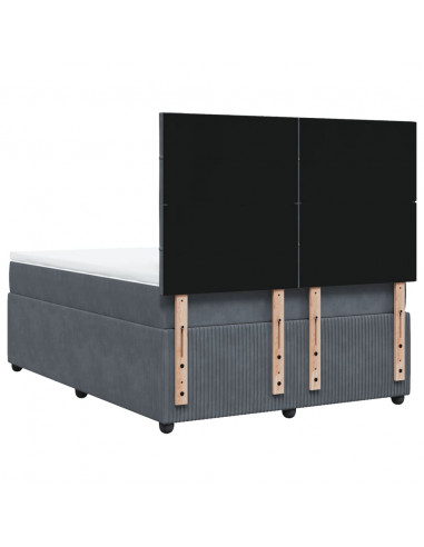 Giroletto a Molle con Materasso Grigio Scuro 140x190 cm Velluto