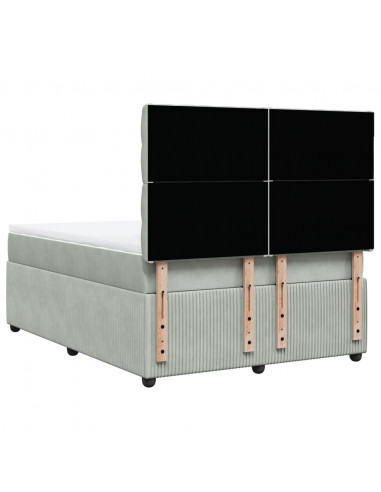 Giroletto a Molle con Materasso Grigio Chiaro 140x190cm Velluto