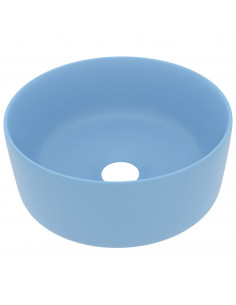 Lavandino Lusso Rotondo Azzurro Opaco 40x15 cm in Ceramica 2