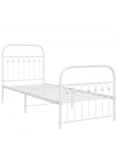 Giroletto con Testiera e Pediera Metallo Bianco 80x200 cm