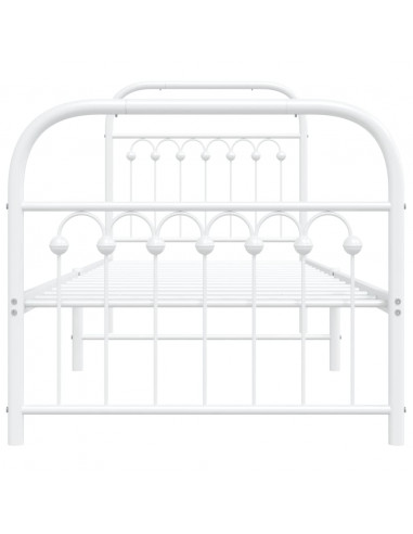 Giroletto con Testiera e Pediera Metallo Bianco 80x200 cm
