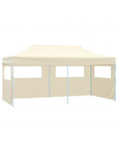 Gazebo Professionale Pieghevole con 4 Pareti 3x6m Acciaio Crema 2