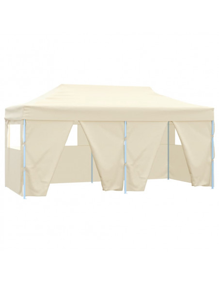 Gazebo Professionale Pieghevole con 4 Pareti 3x6m Acciaio Crema