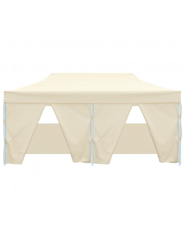 Gazebo Professionale Pieghevole con 4 Pareti 3x6m Acciaio Crema
