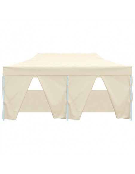 Gazebo Professionale Pieghevole con 4 Pareti 3x6m Acciaio Crema