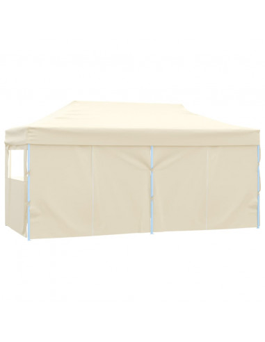 Gazebo Professionale Pieghevole con 4 Pareti 3x6m Acciaio Crema