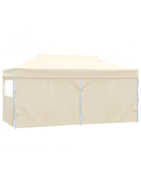 Gazebo Professionale Pieghevole con 4 Pareti 3x6m Acciaio Crema