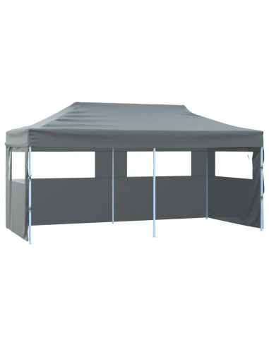 Gazebo Pieghevole con 4 Pareti 3x6m Acciaio Antracite