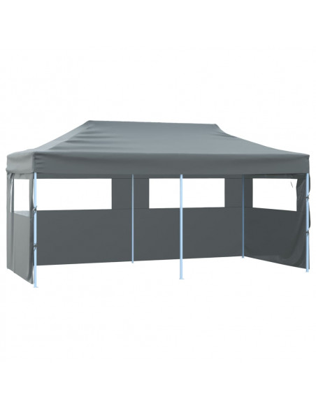Gazebo Pieghevole con 4 Pareti 3x6m Acciaio Antracite