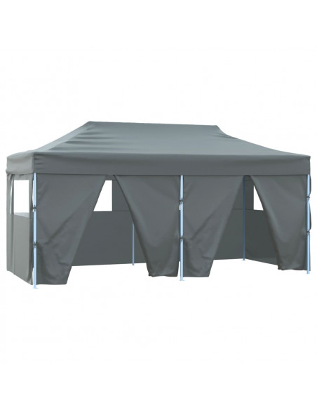 Gazebo Pieghevole con 4 Pareti 3x6m Acciaio Antracite