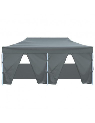 Gazebo Pieghevole con 4 Pareti 3x6m Acciaio Antracite