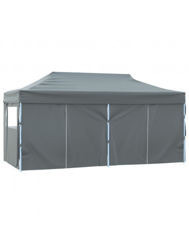 Gazebo Pieghevole con 4 Pareti 3x6m Acciaio Antracite
