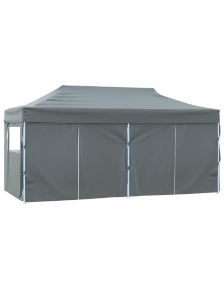 Gazebo Pieghevole con 4 Pareti 3x6m Acciaio Antracite