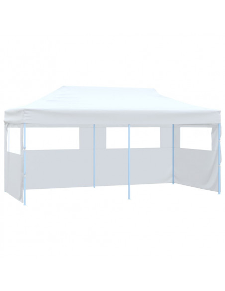 Gazebo Pieghevole con 4 Pareti 3x6 m Acciaio Bianco