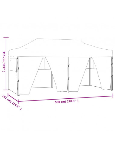 Gazebo Pieghevole con 4 Pareti 3x6 m Acciaio Bianco