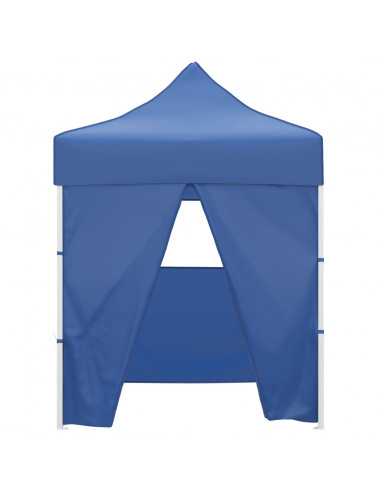 Gazebo Pieghevole Professionale 4 Pareti 2x2m Acciaio Blu