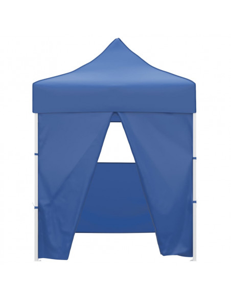 Gazebo Pieghevole Professionale 4 Pareti 2x2m Acciaio Blu