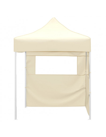 Gazebo Professionale Pieghevole con 2 Pareti 2x2m Acciaio Crema