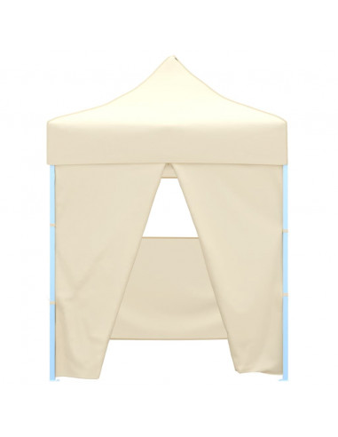Gazebo Professionale Pieghevole con 4 Pareti 2x2m Acciaio Crema