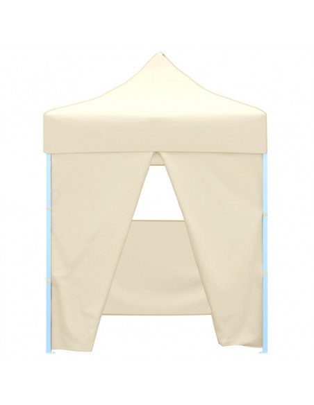 Gazebo Professionale Pieghevole con 4 Pareti 2x2m Acciaio Crema