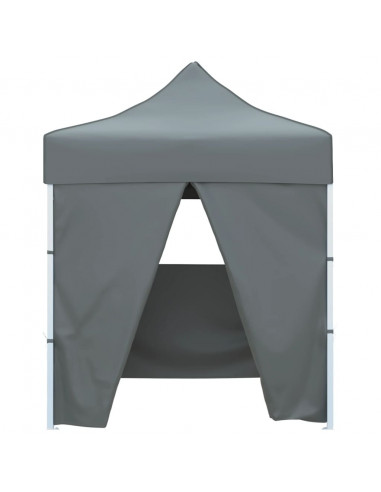 Gazebo Professionale Pieghevole 4 Pareti 2x2m Acciaio Antracite