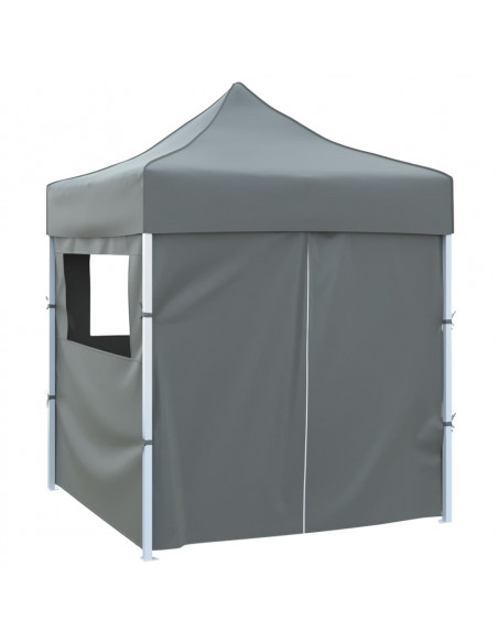 Gazebo Professionale Pieghevole 4 Pareti 2x2m Acciaio Antracite