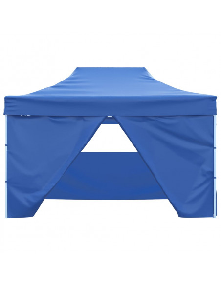 Gazebo Professionale Pieghevole con 4 Pareti 3x4 m Acciaio Blu