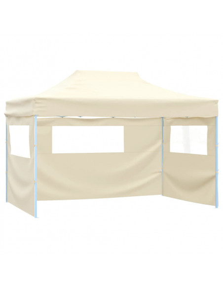 Gazebo Professionale Pieghevole con 3 Pareti 3x4m Acciaio Crema