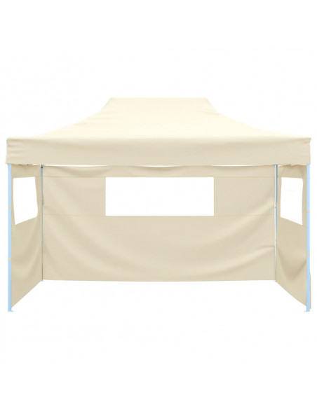 Gazebo Professionale Pieghevole con 3 Pareti 3x4m Acciaio Crema