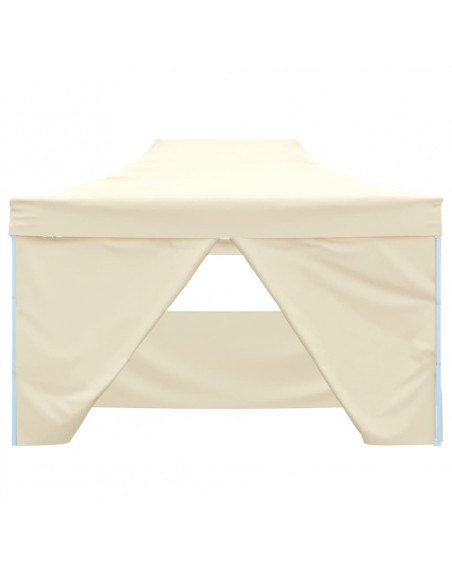 Gazebo Professionale Pieghevole con 4 Pareti 3x4m Acciaio Crema
