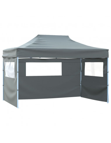 Gazebo Professionale Pieghevole 3 Pareti 3x4m Acciaio Antracite