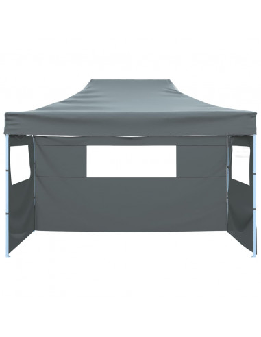 Gazebo Professionale Pieghevole 3 Pareti 3x4m Acciaio Antracite