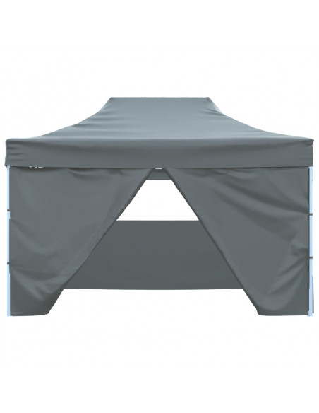 Gazebo Professionale Pieghevole 4 Pareti 3x4m Acciaio Antracite