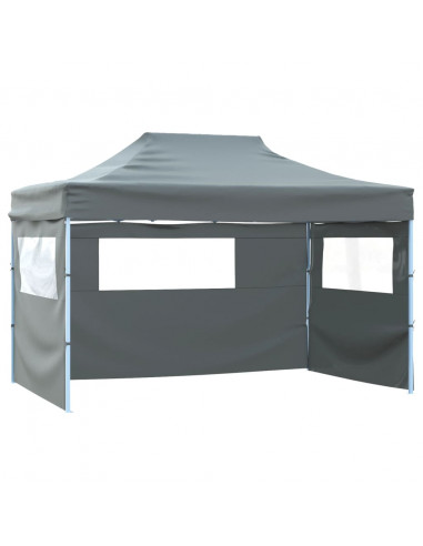 Gazebo Professionale Pieghevole 4 Pareti 3x4m Acciaio Antracite
