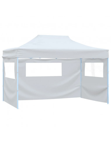 Gazebo Professionale Pieghevole 3 Pareti 3x4m Acciaio Bianco