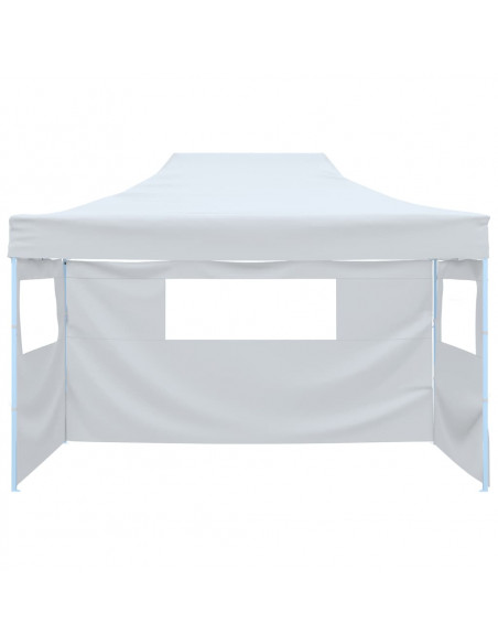 Gazebo Professionale Pieghevole 3 Pareti 3x4m Acciaio Bianco