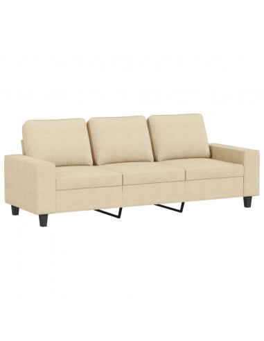 Divano a 3 Posti Crema 180 cm in Tessuto