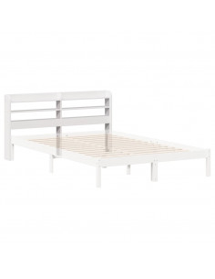 Testiera con Ripiani Bianca 160 cm in Legno Massello di Pino