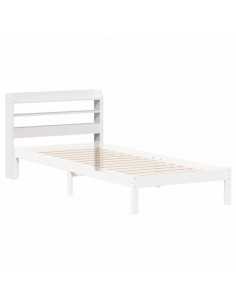 Testiera con Ripiani Bianca 75 cm in Legno Massello di Pino