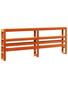 Testiera con Ripiani Marrone Cera 180 cm Legno Massello di Pino