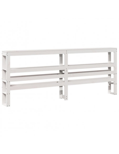 Testiera con Ripiani Bianca 180 cm in Legno Massello di Pino