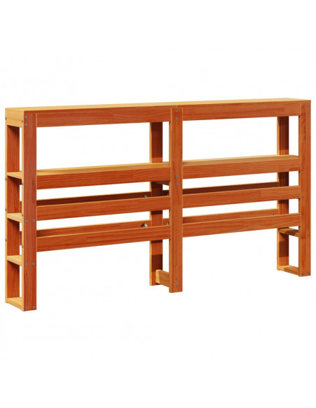 Testiera con Ripiani Marrone Cera 150 cm Legno Massello di Pino