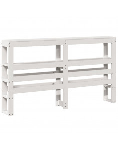 Testiera con Ripiani Bianca 135 cm in Legno Massello di Pino